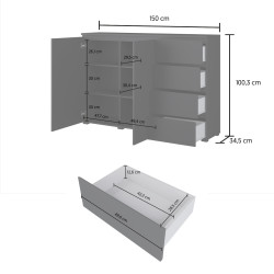 Komoda Modo 2D4S czarny onyx Helvetia 45