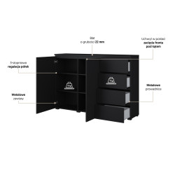 Komoda Modo 2D4S czarny onyx Helvetia 45