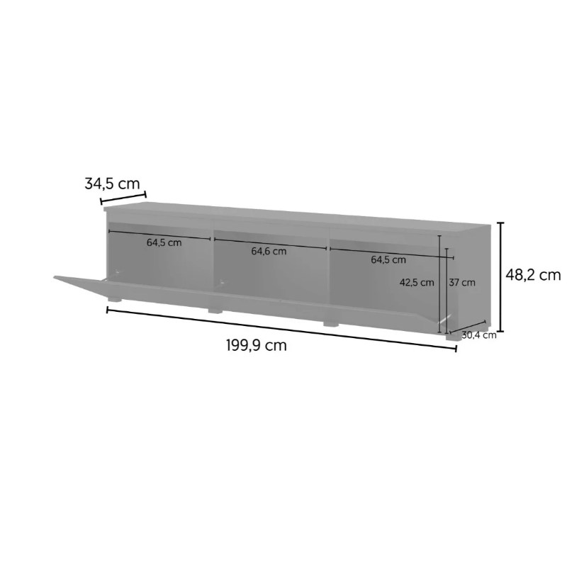 Komoda pod telewizor Modo 199,9 cm czarny onyx Helvetia