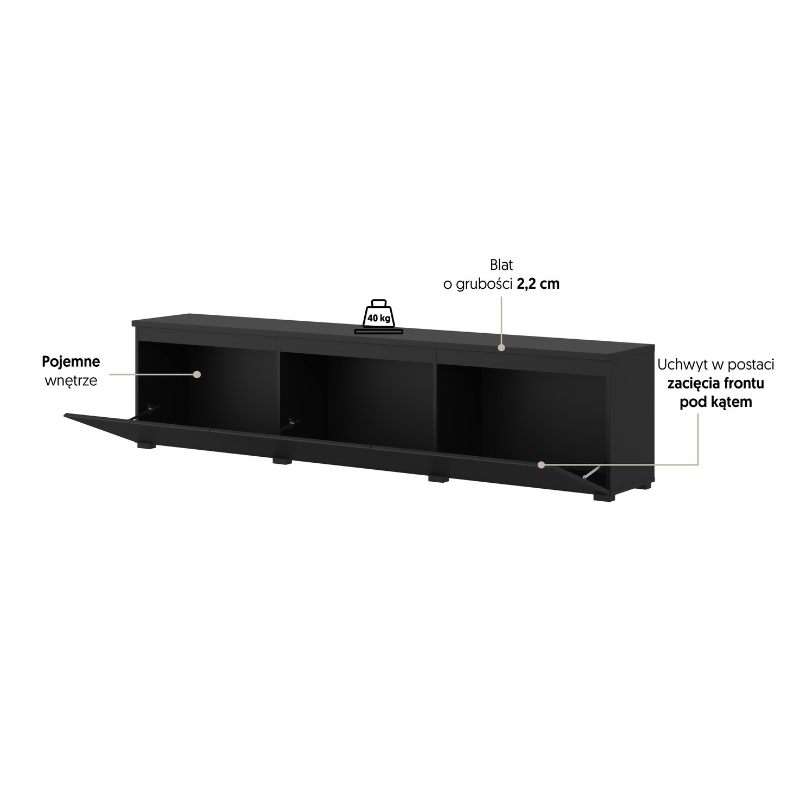 Komoda pod telewizor Modo 199,9 cm czarny onyx Helvetia