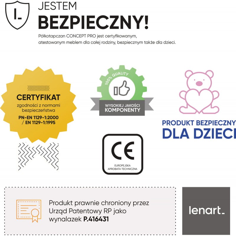 Półkotapczan Pionowy Concept Pro CP-03 90X200 Biały Alpejski