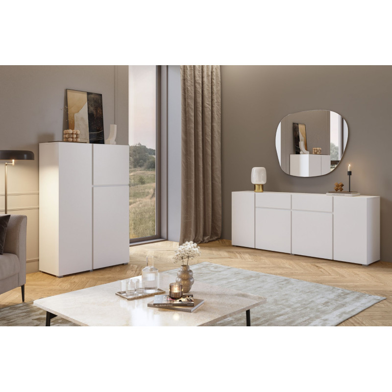 Pojemna komoda biała Asymetric 195 cm - kup online