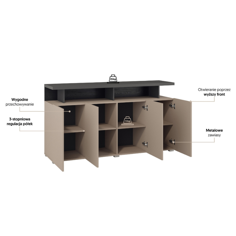 Komoda SERIO 153 cm czterodrzwiowa – kup teraz