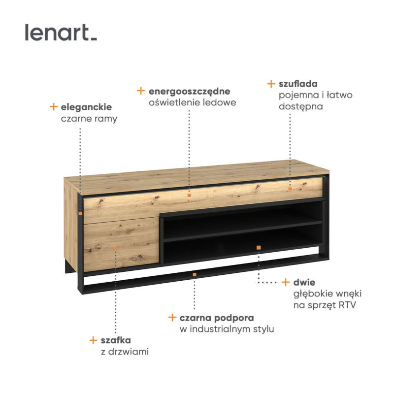 Szafka RTV z oświetleniem Quant QA-04 Lenart Kolekcja Quant