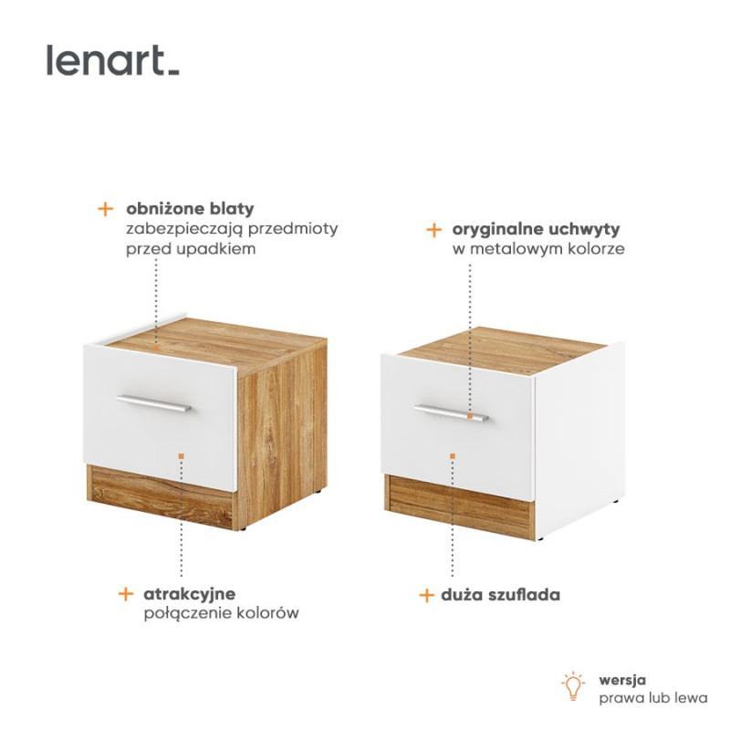 Szafka nocna lewa Dentro DT-03L Lenart Kolekcja Dentro