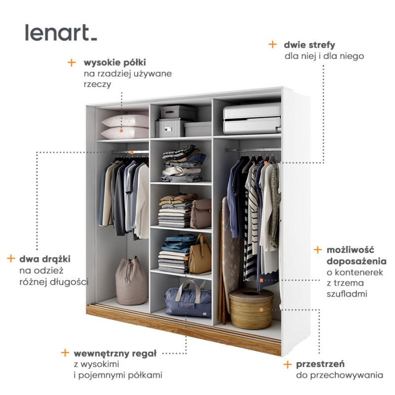 Szafa przesuwna z lustrem Dentro DT-01 Lenart Kolekcja Dentro