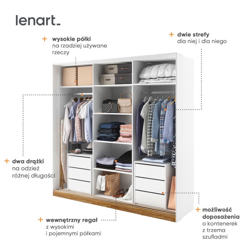 Szafa przesuwna z lustrem Dentro DT-01 Lenart Kolekcja Dentro