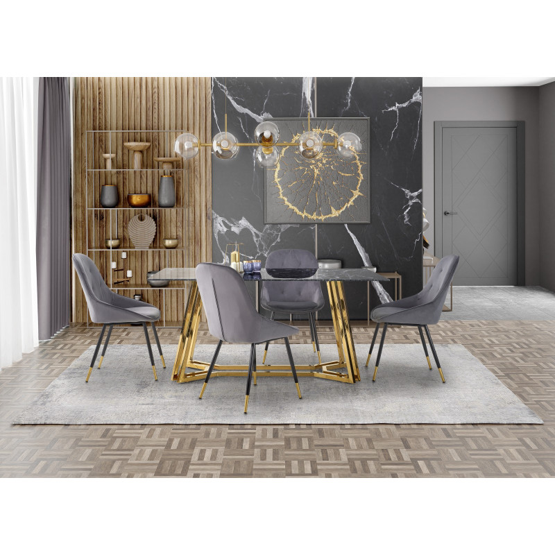 KONAMI stół, blat - czarny marmur, nogi - złoty