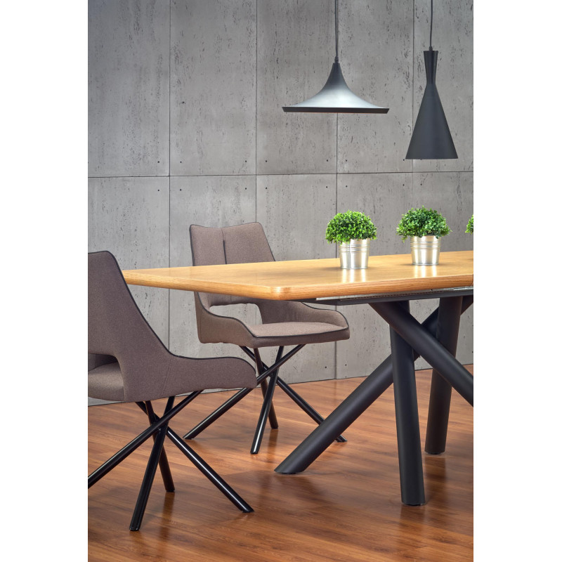 DERRICK stół rozkładany dąb naturalny / czarny (2p 1szt)