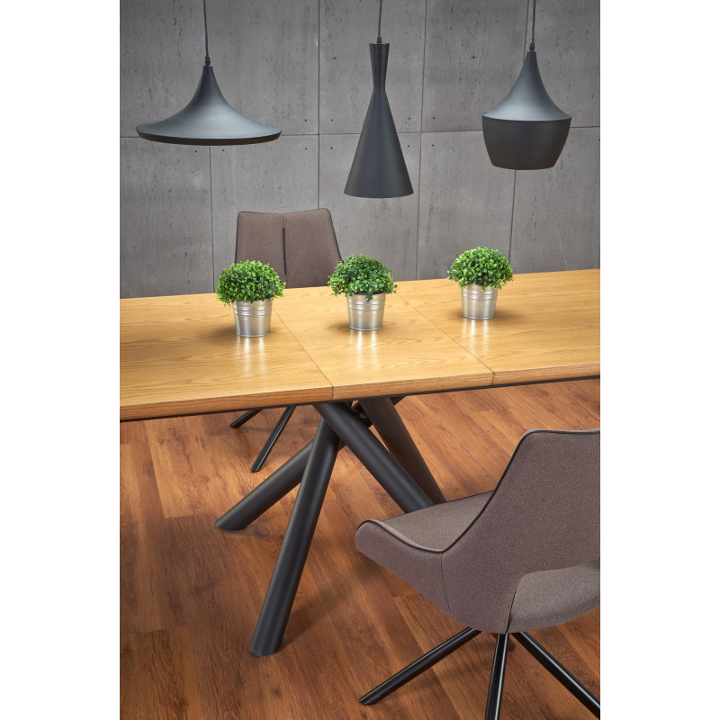 DERRICK stół rozkładany dąb naturalny / czarny (2p 1szt)