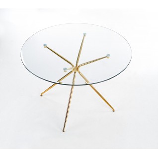 RONDO stół, blat - bezbarwny, nogi - złoty (2p 1szt)