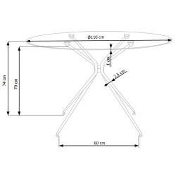RONDO stół, blat - bezbarwny, nogi - złoty (2p 1szt)