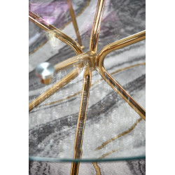 RONDO stół, blat - bezbarwny, nogi - złoty (2p 1szt)