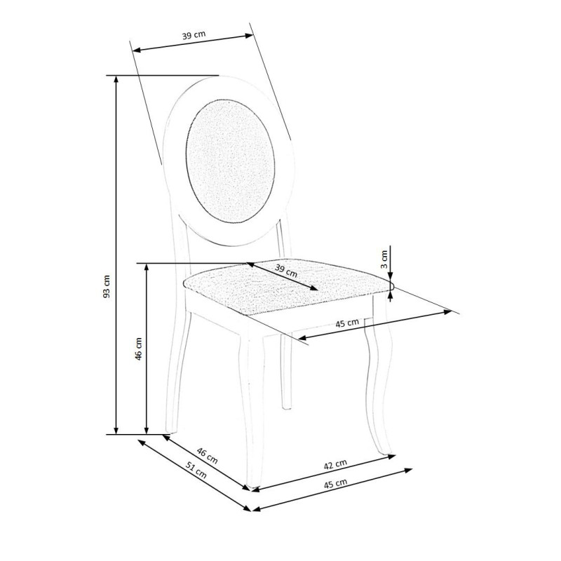 BAROCK krzesło biały / popielaty (1 2szt)
