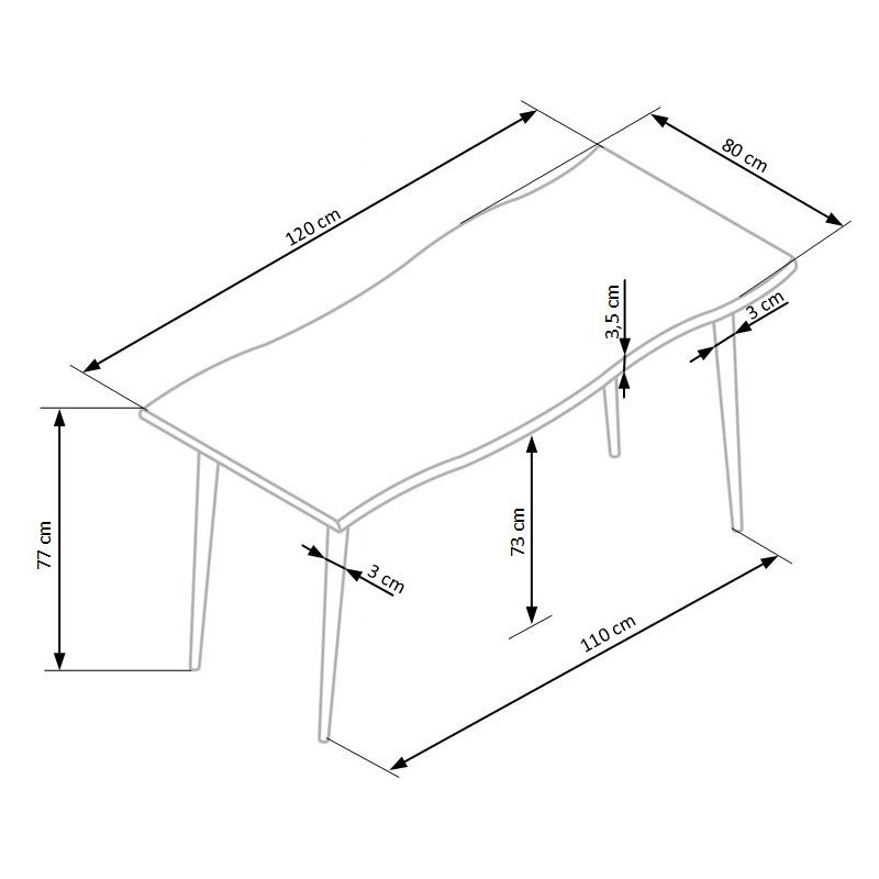 LARSON stół, blat - naturalny, nogi - czarny (2p 1szt)
