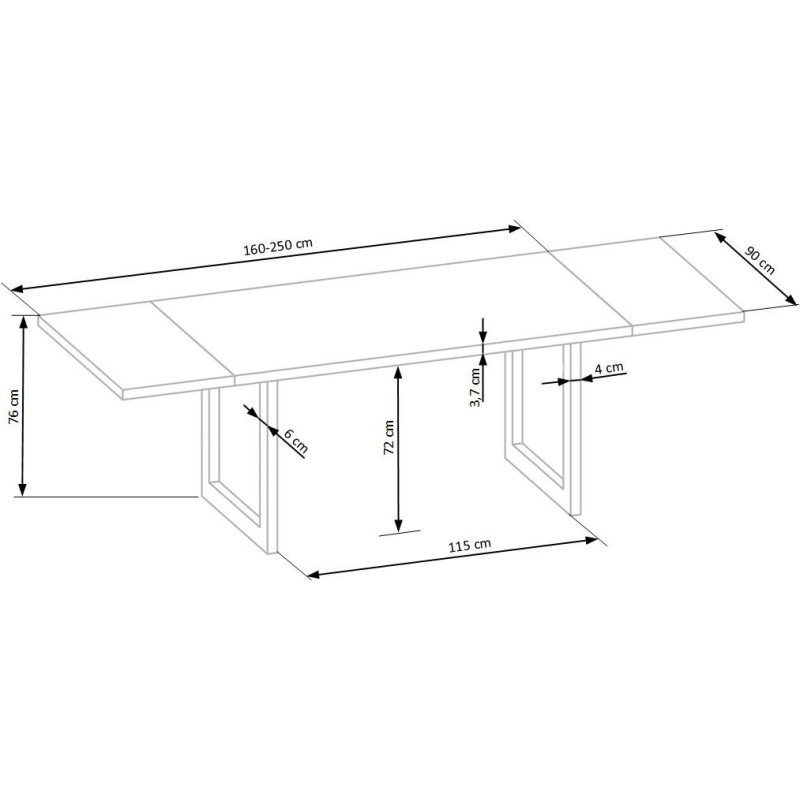 RADUS 160x90 drewno lite - dębowe kolor: dąb naturalny (2p 1szt)