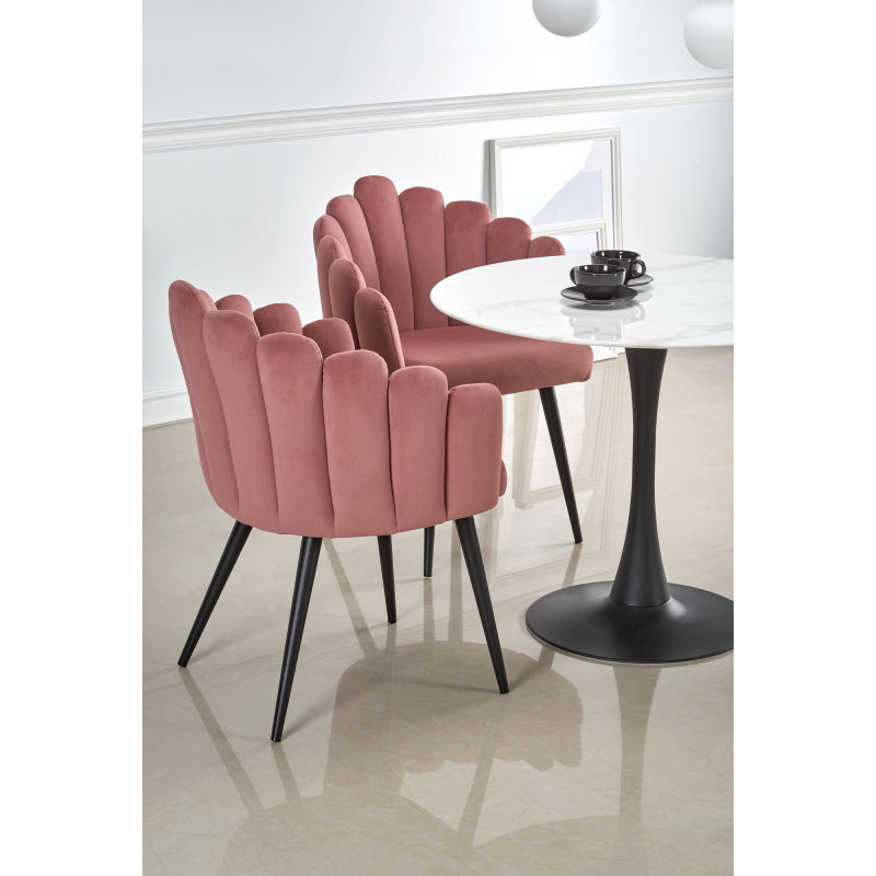 AMBROSIO stół okrągły, blat - marmur, noga - czarny (2p 1szt)