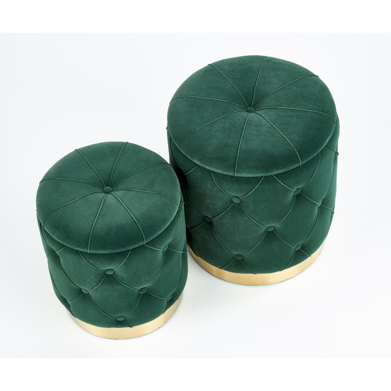 POLLY zestaw 2 puf, ciemny zielony (1p 2kpl)