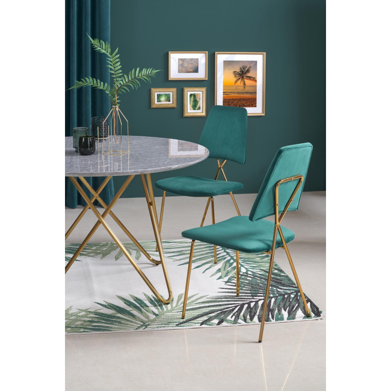 BONELLO stół, blat - popielaty marmur, nogi - złoty (2p 1szt)