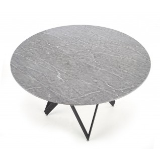 GUSTIMO stół okrągły, blat - popielaty marmur, stelaż - czarny (2p 1szt)