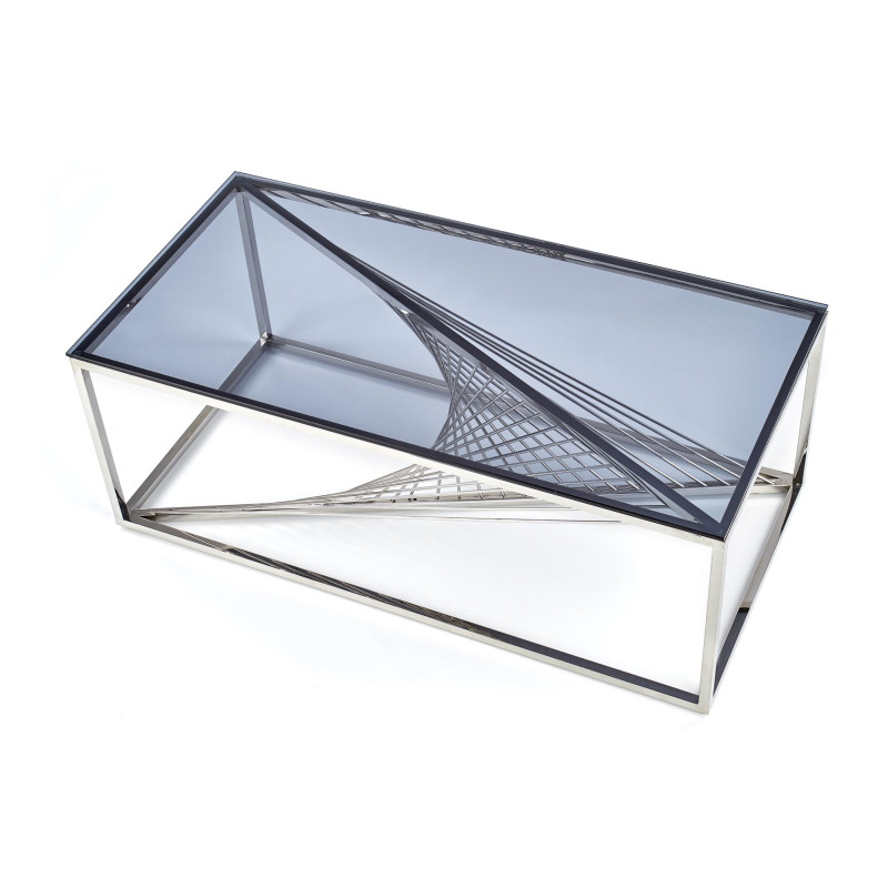 INFINITY ława, stelaż - srebrny, szkło - dymiony (1p 1szt)