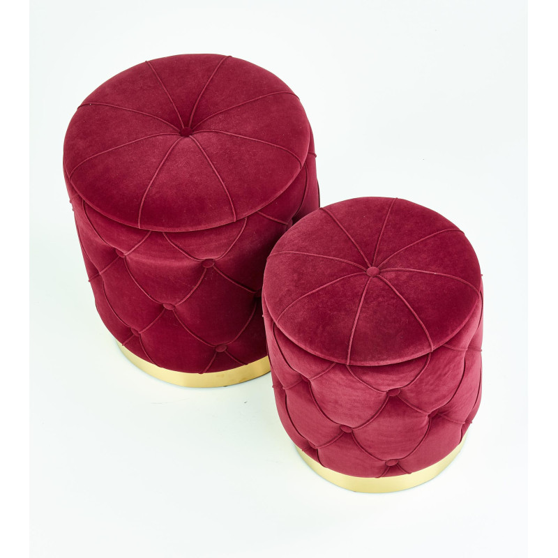 POLLY zestaw 2 puf, bordowy (1p 2kpl)