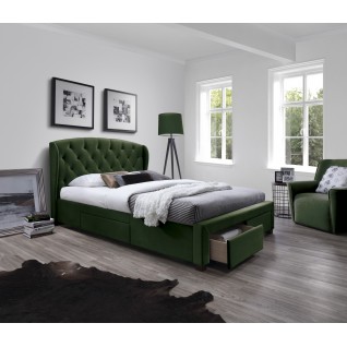 Łóżko Houston 160x200 ciemny zielony z szufladami