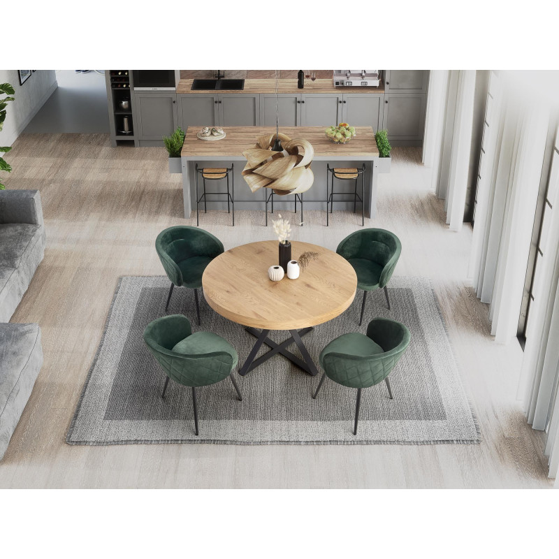 MERCY stół rozkładany, blat - dąb złoty, nogi - czarny (2p 1szt)