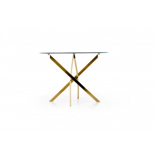 RAYMOND stół, blat - transparentny, nogi - złoty (2p 1szt)