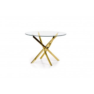 RAYMOND stół, blat - transparentny, nogi - złoty (2p 1szt)