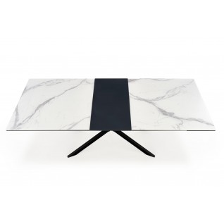 DIESEL stół rozkładany blat - biały marmur / c. popiel, nogi -