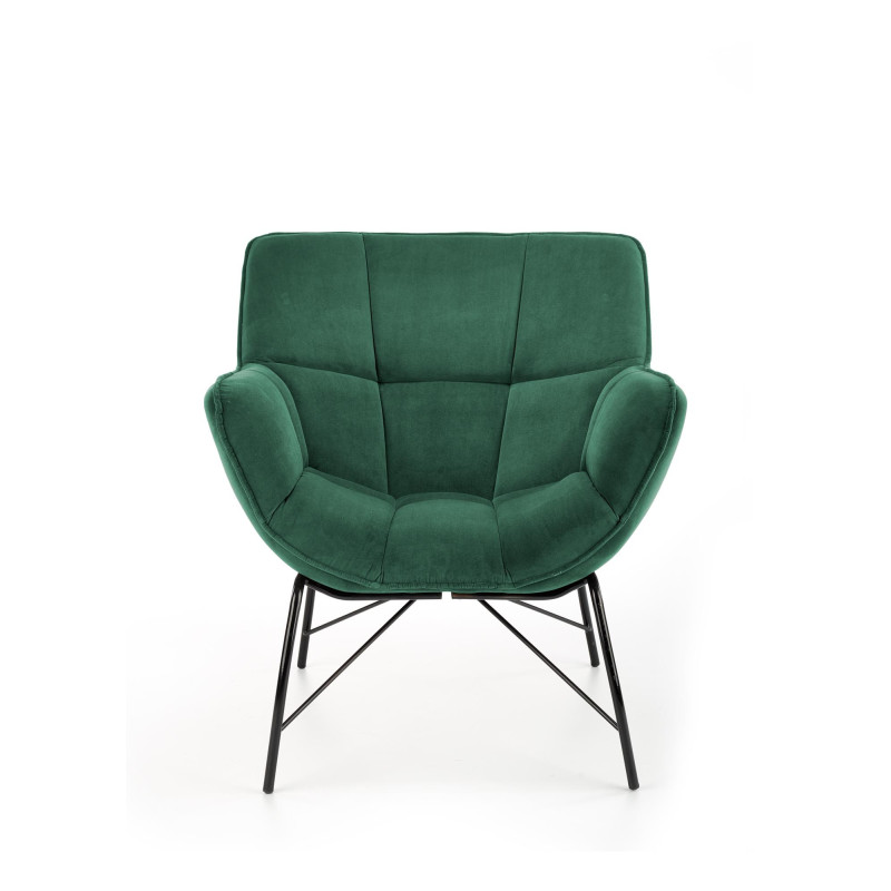 Fotel wypoczynkowy Juno ciemny zielony z czarnymi nogami