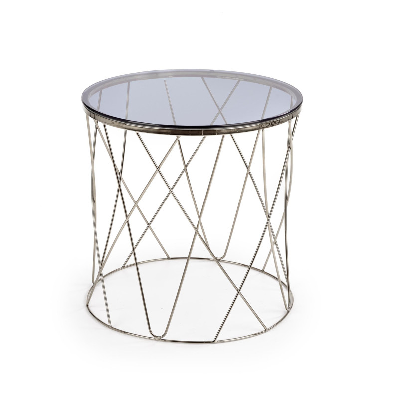 SELENA ława, stelaż - chrom, szkło - dymiony (1p 1szt)