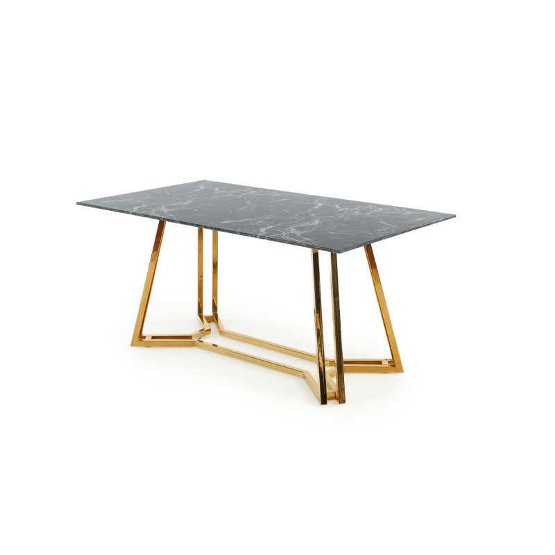 KONAMI stół, blat - czarny marmur, nogi - złoty