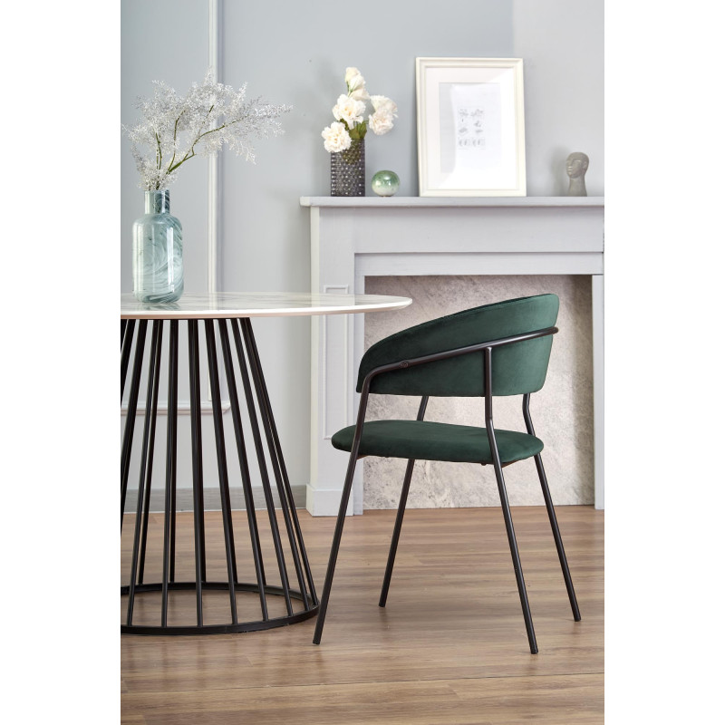 BRODWAY stół blat - biały marmur, noga - czarny