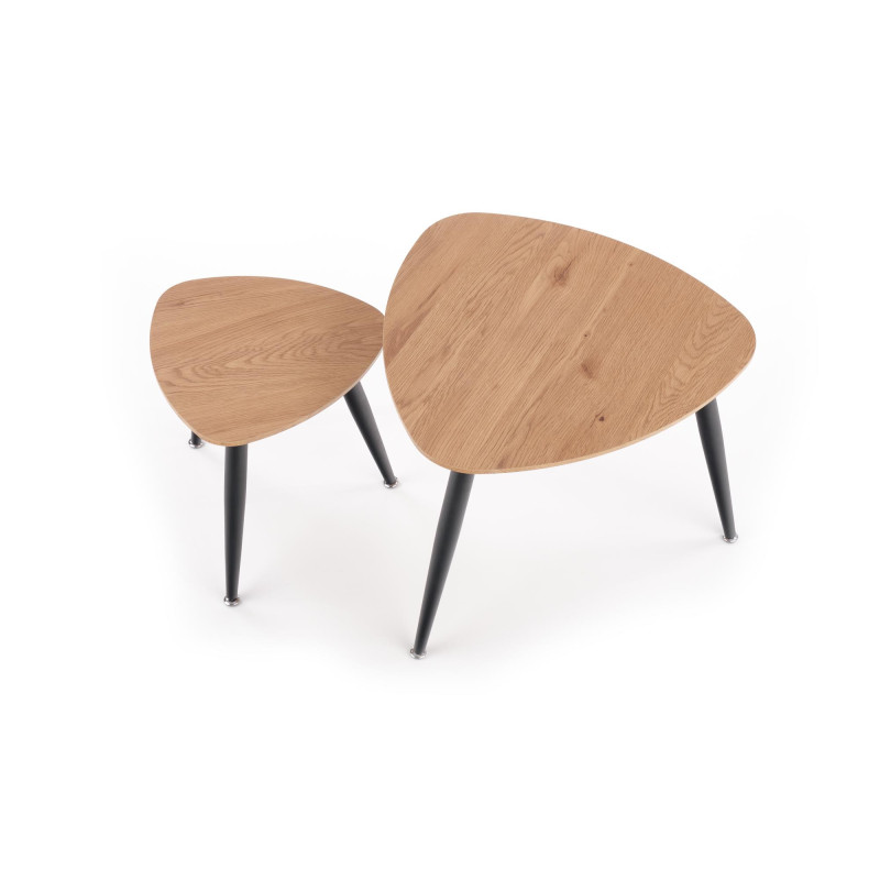 NICEA 2, zestaw 2 ław dąb złoty/czarny (2p 2szt)