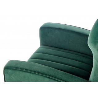 Nowoczesny fotel tapicerowany Bay zielony na złotych nogach
