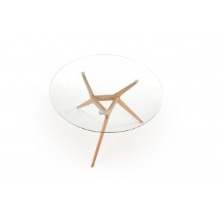 ASHMORE stół blat - transparentny, noga - naturalny (2p 1szt)