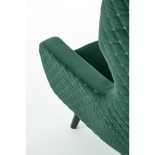 Pikowany fotel Canopy ciemno-zielony na czarnych nogach