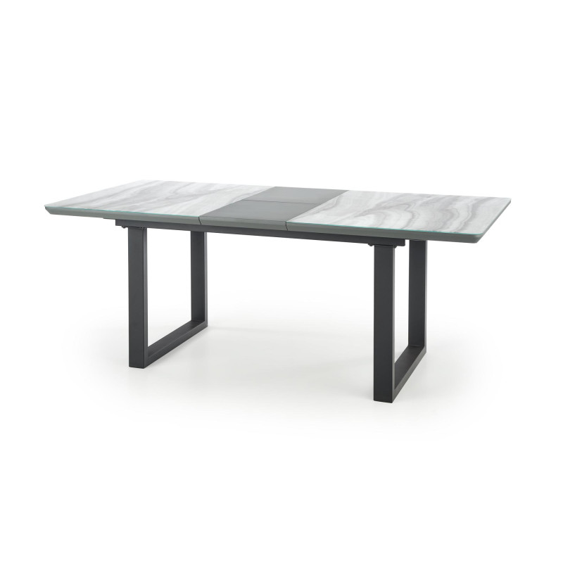 MARLEY stół rozkładany blat - biały marmur /  popielaty, nogi - czarny