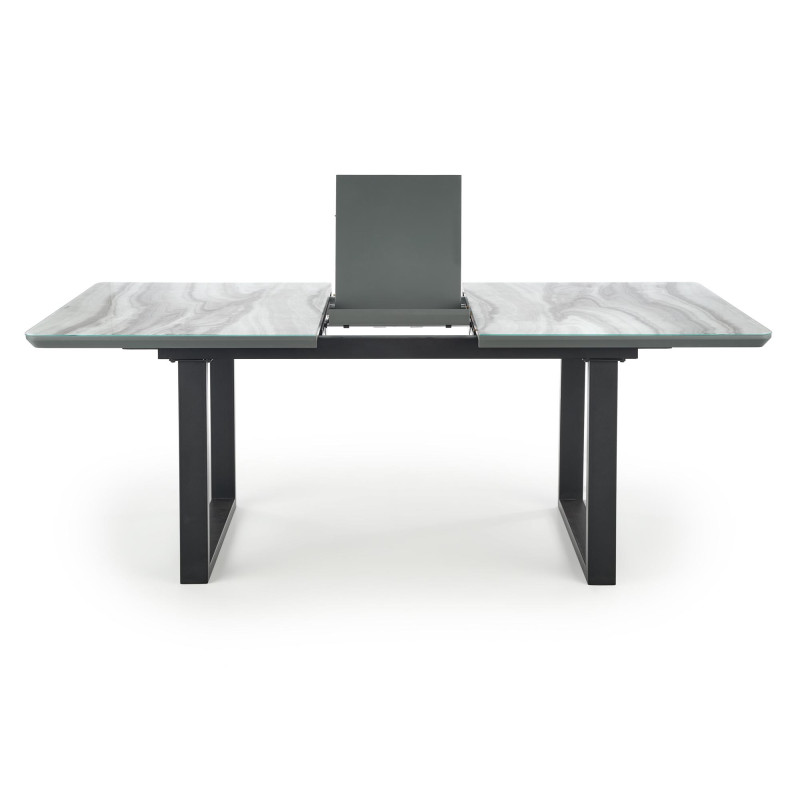 MARLEY stół rozkładany blat - biały marmur /  popielaty, nogi - czarny