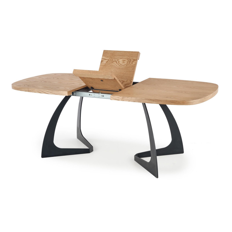 VELDON stół rozkładany, blat - dąb naturalny, nogi - czarny (2p