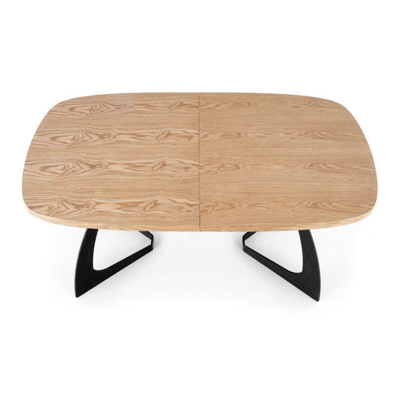 VELDON stół rozkładany, blat - dąb naturalny, nogi - czarny (2p