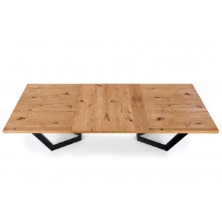 MASSIVE stół rozkładany 160-250x90x77 cm jasny dąb/czarny