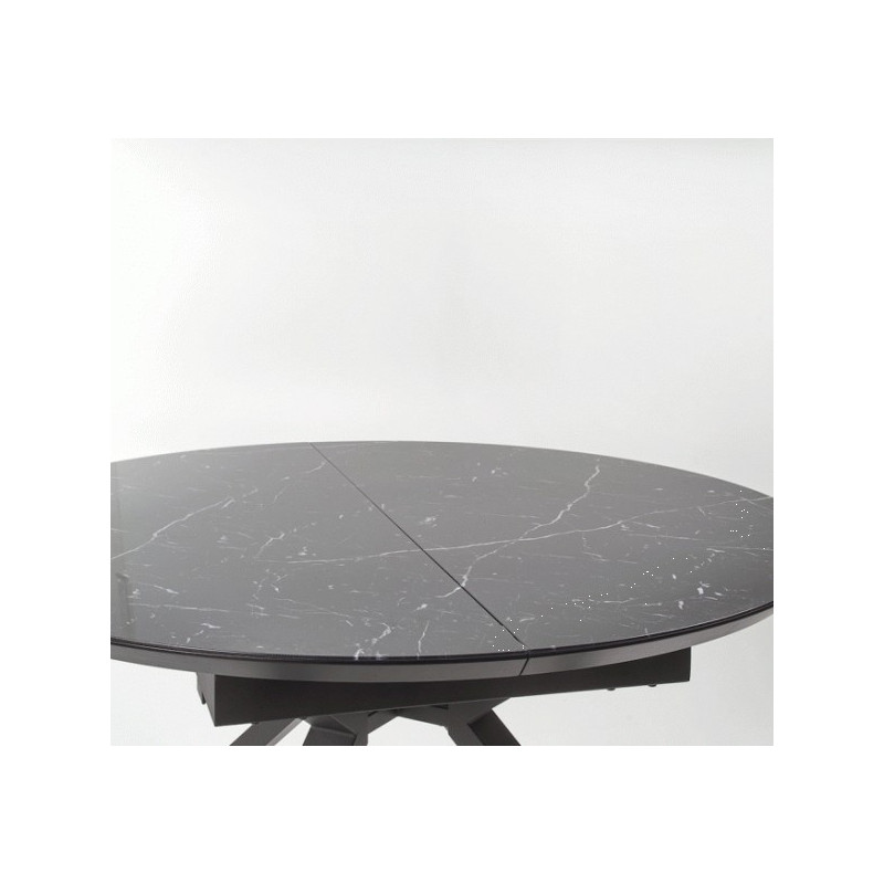VERTIGO stół rozkładany, blat - czarny marmur, nogi - czarny