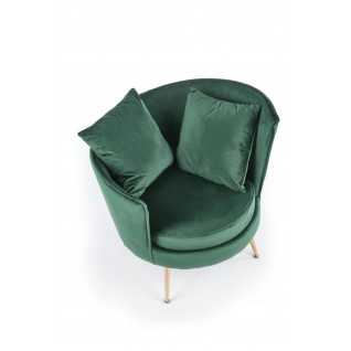 Nowoczesny fotel wypoczynkowy Delta zielony na złotych nogach