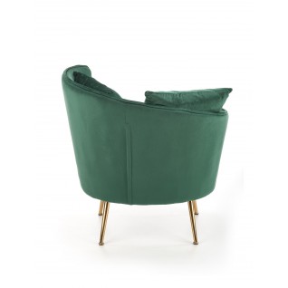 Nowoczesny fotel wypoczynkowy Delta zielony na złotych nogach