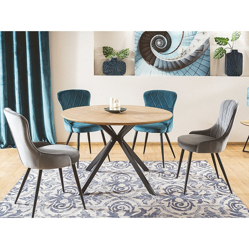 Okrągły stół Aster dąb/czarny mat stelaż FI120