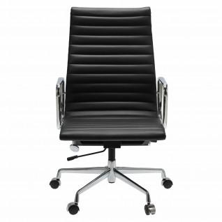 Fotel biurowy CH1191T czarna skóra/chrom