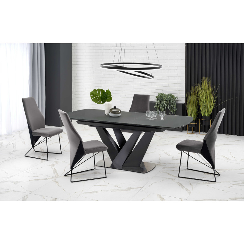 PATRIZIO stół rozkładany blat - ciemny popiel, noga - czarny